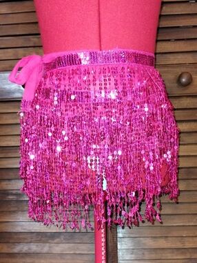 Sequin Fringe Wrap Skirt